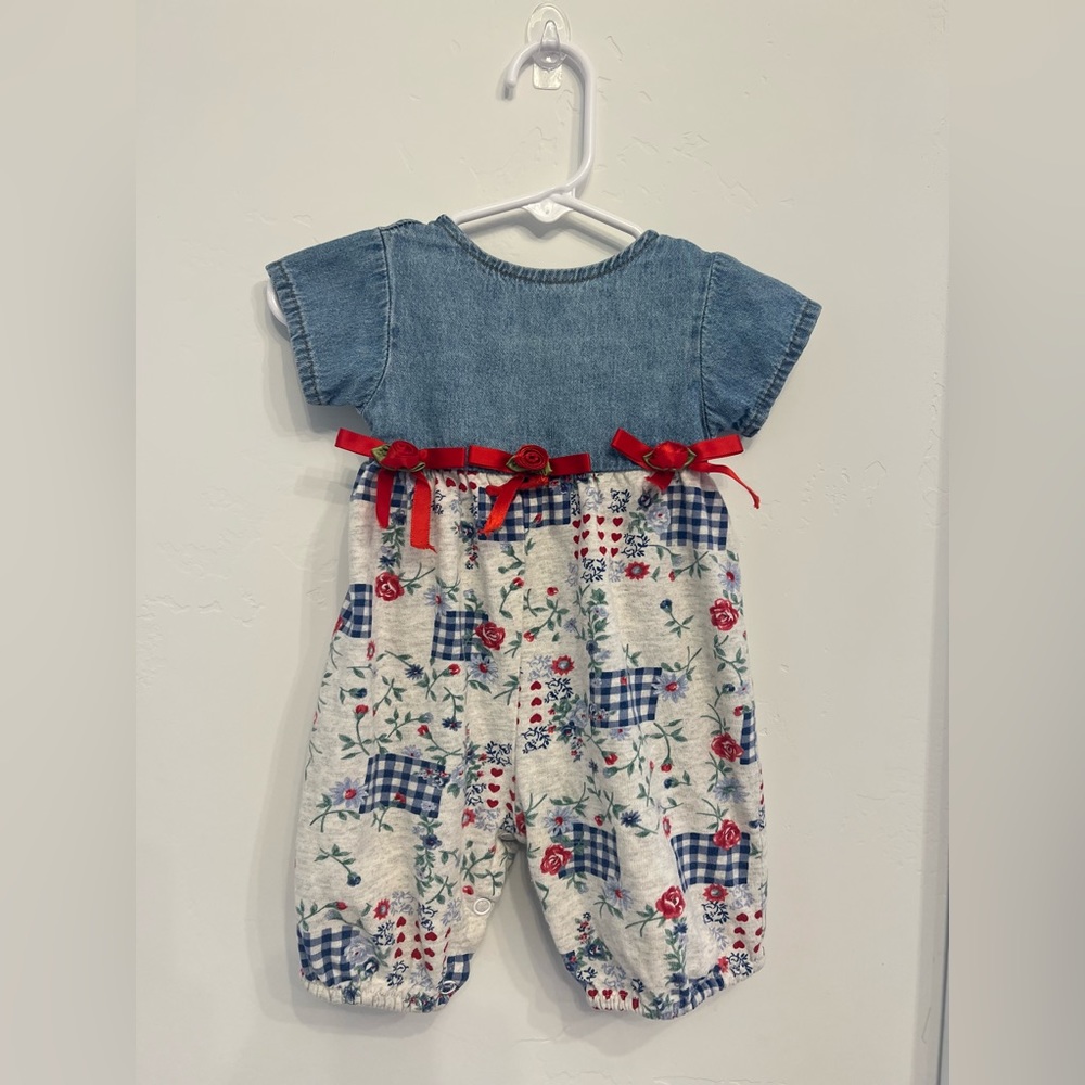 Vintage 90s baby outfit denim and cotton